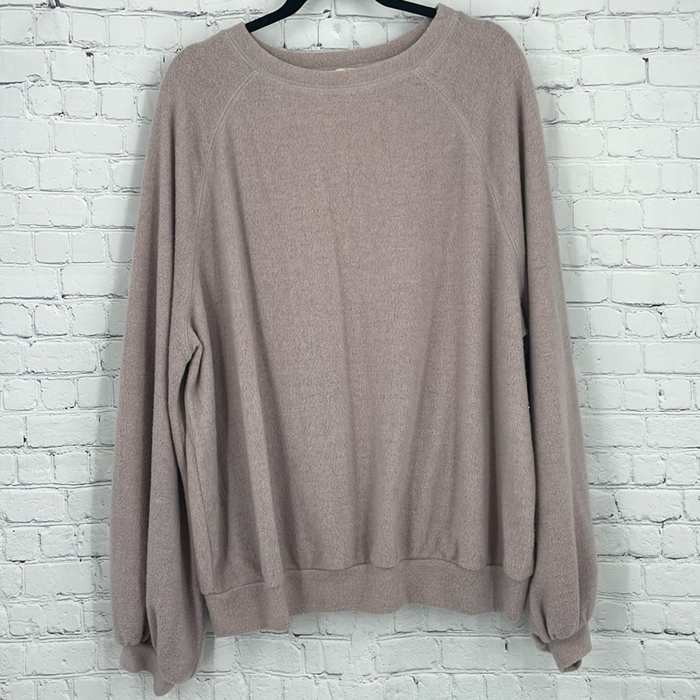 Oversized Fuzzy Easel Los Angeles Lavender Haze Small Cozy Soft Comfy Sweater